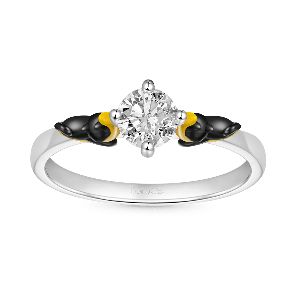Gnoce Black Cat Moon White Diamond Ring_2