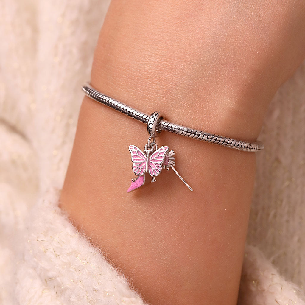 Gnoce Wicked Glinda Bubble Wand Shoe Triple Pendant Dangle Charm_6