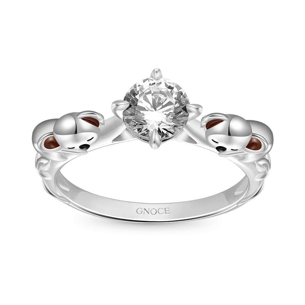 Gnoce Docile Koala Hug White Diamond Ring_2