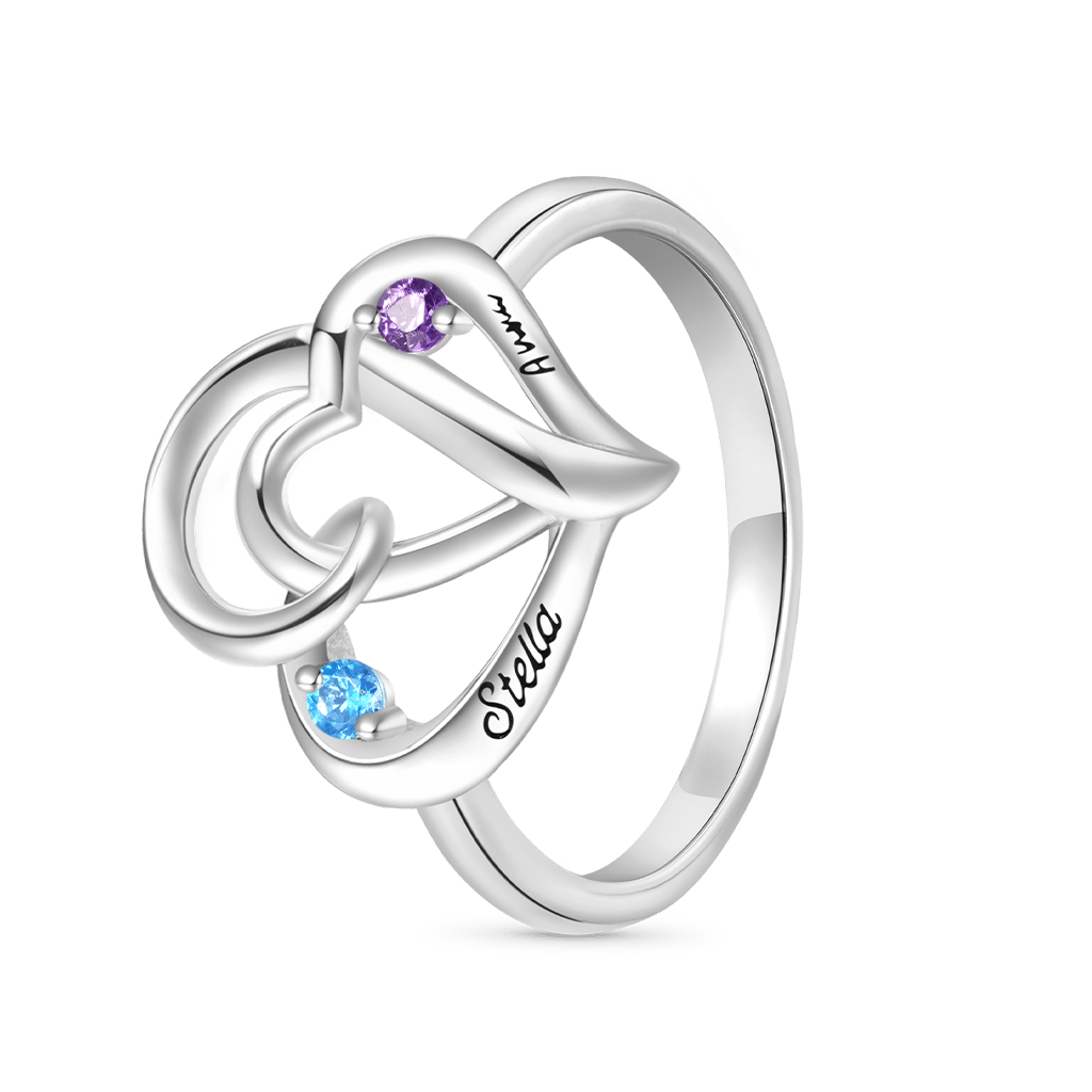 Gnoce Personalized Ladies' Double Heart Promise Ring_3