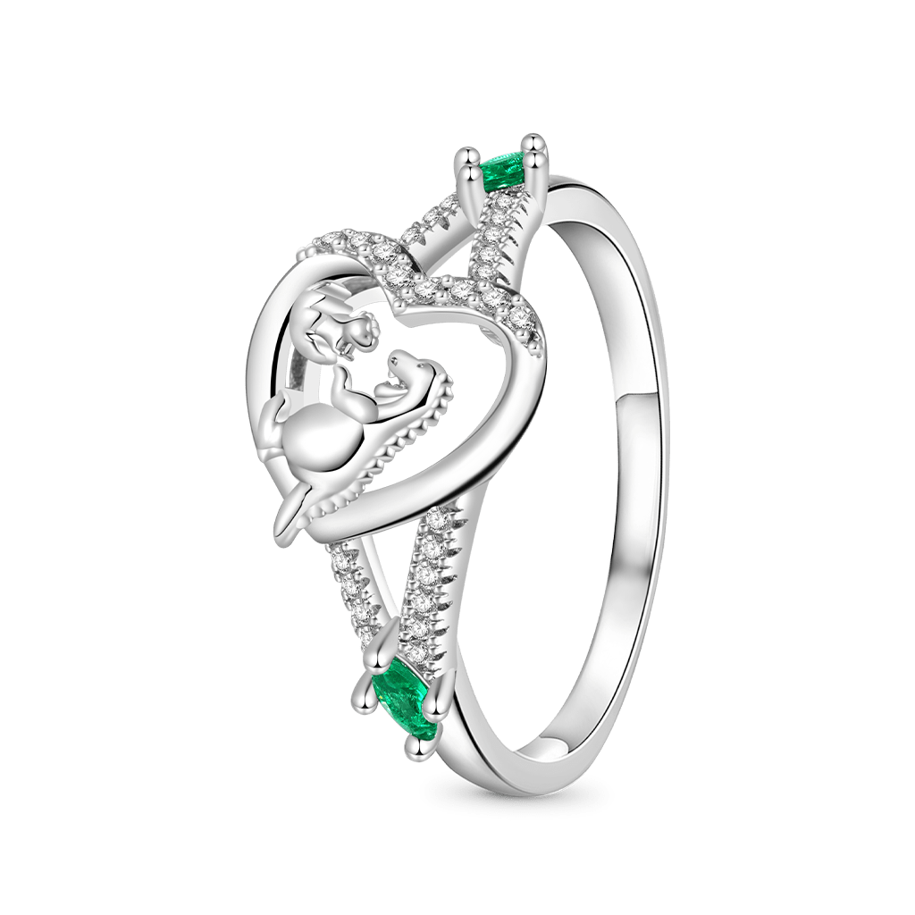 Gnoce Dinosaur Mother and Child Heart Ring_2