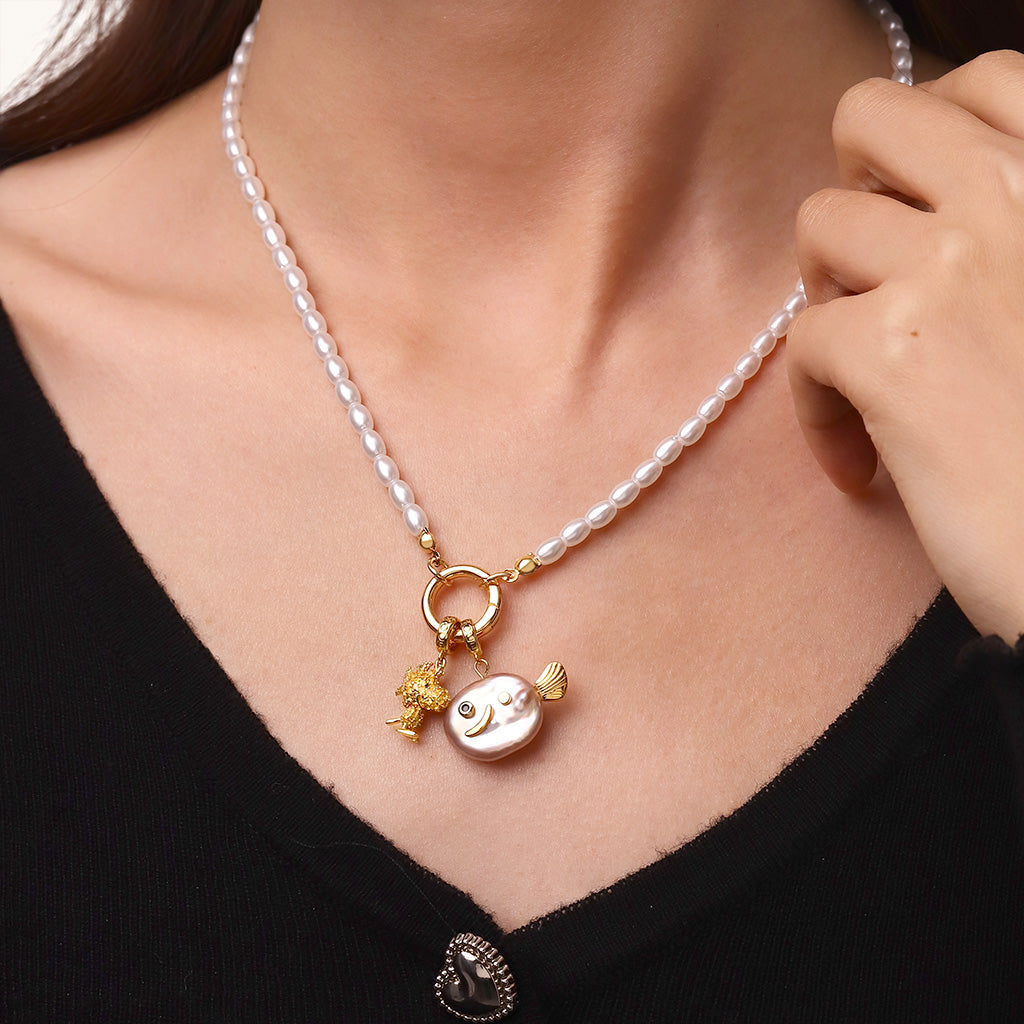 Gnoce Pearl Ocean Clasp Chain Necklace_6