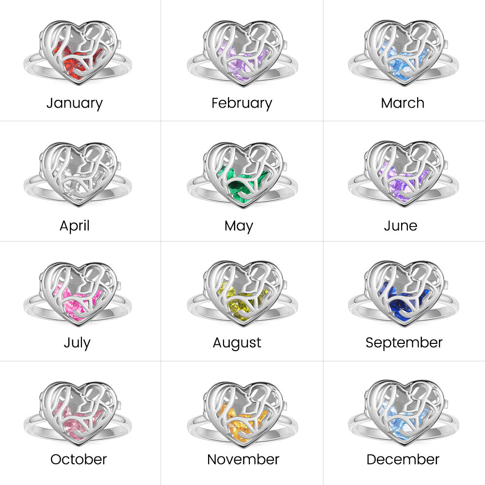 Gnoce Mother's Day Openable Hollow Heart with Diamond Ring_7