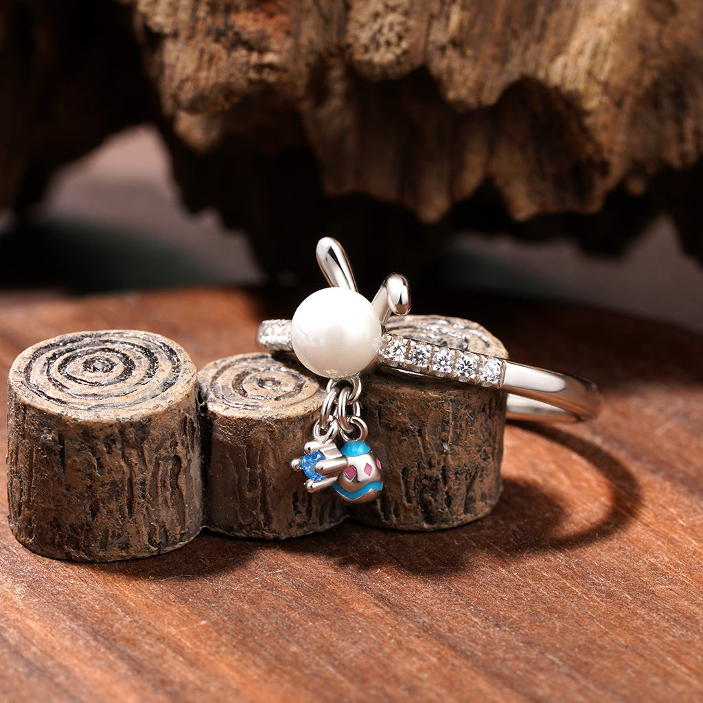 Gnoce Easter Pearl Bunny Ear Personalized Ring_4