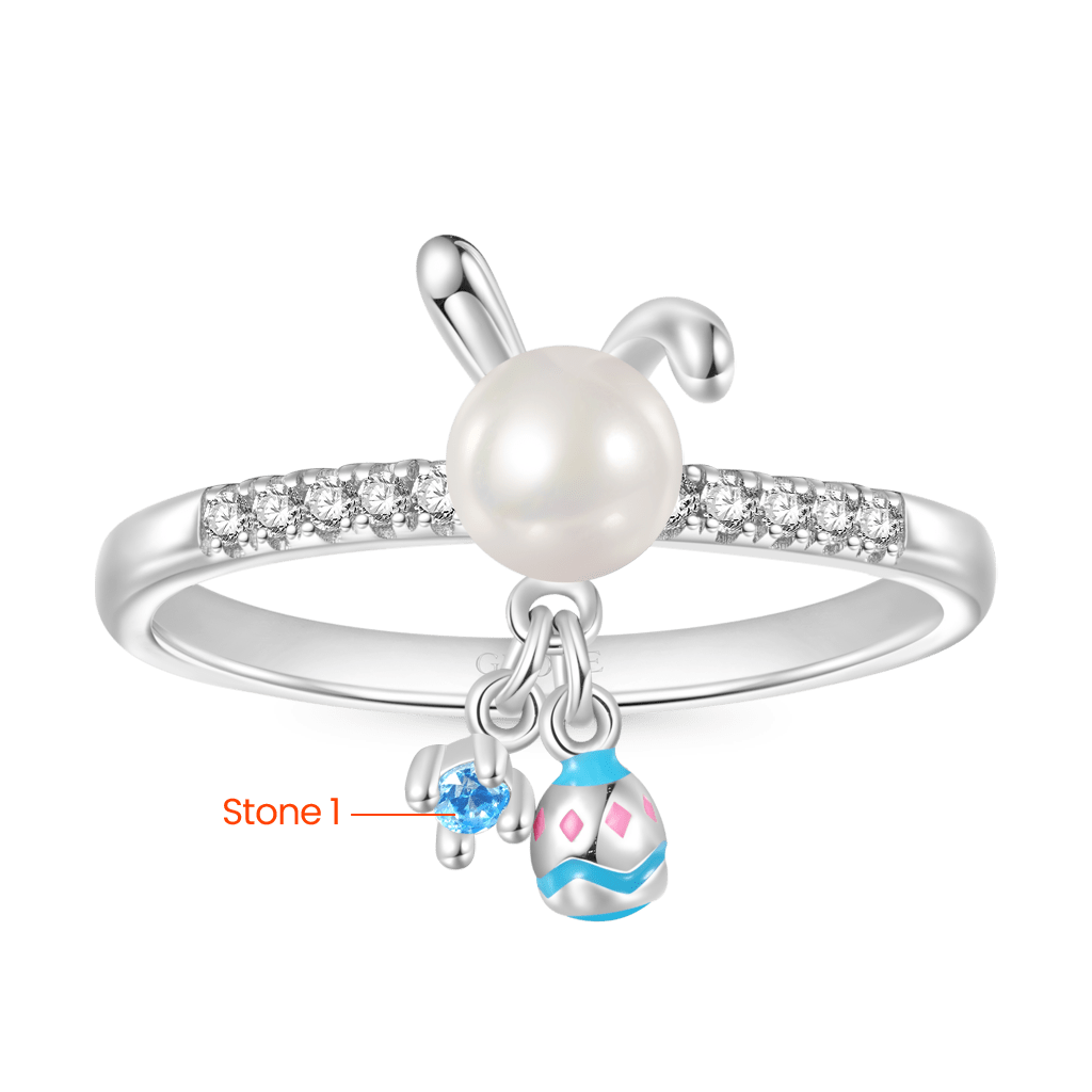Gnoce Easter Pearl Bunny Ear Personalized Ring_2