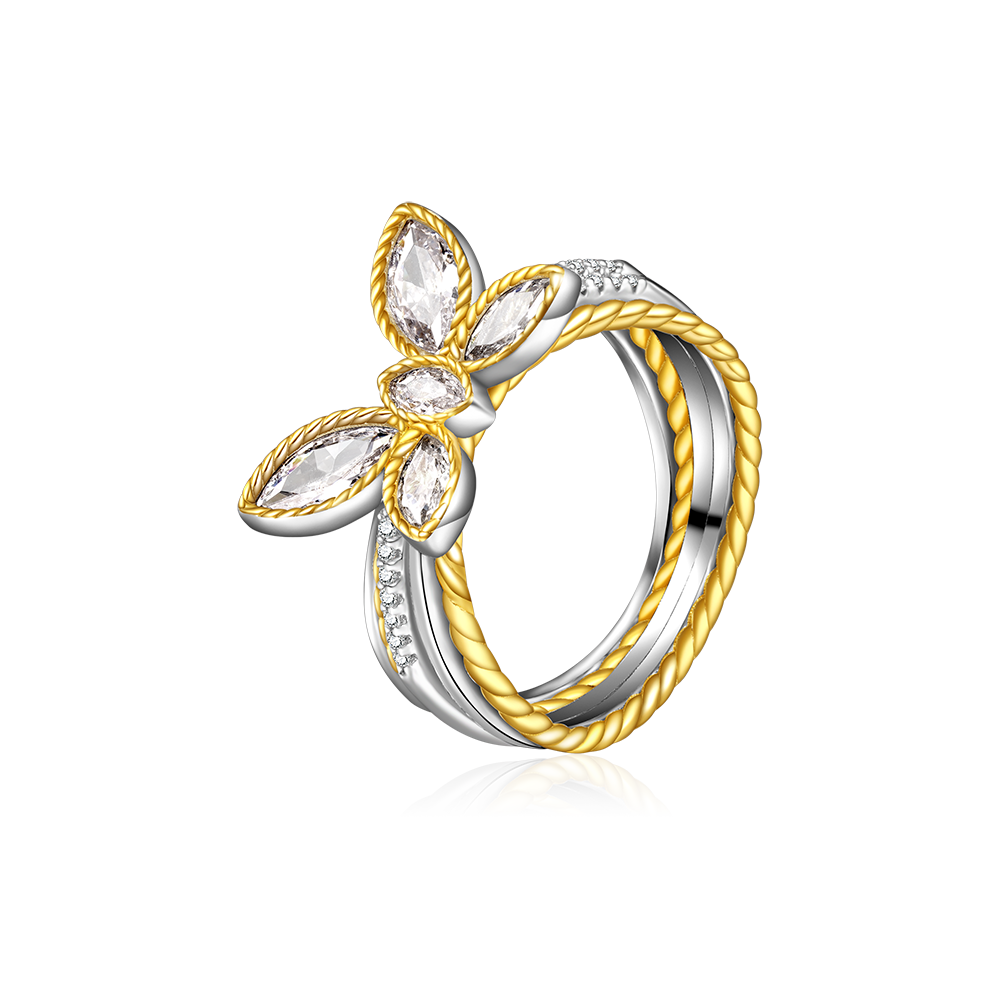Gnoce Marquise Butterfly Two-tone Fashion Ring_2
