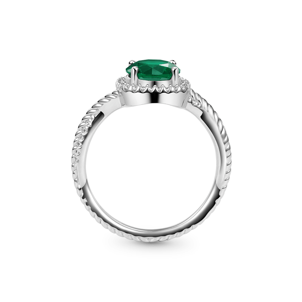 Gnoce Round Cut Green Halo Split Shank Engagement Ring_2