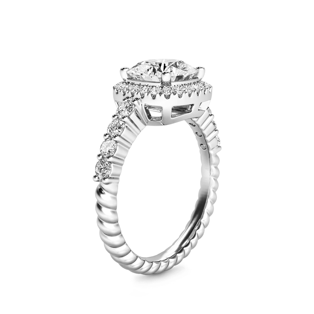 Gnoce Cushion-cut Halo Side Stone Engagement Ring_2