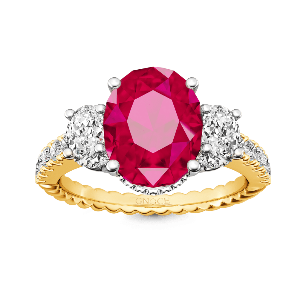 Gnoce Oval Three-stone Birthstone Ring_4
