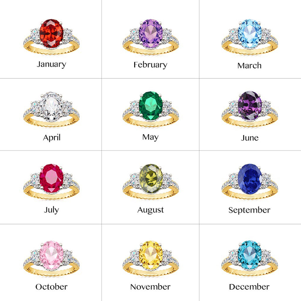 Gnoce Oval Three-stone Birthstone Ring_5