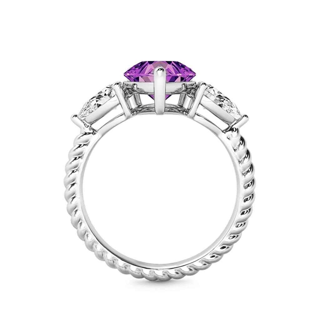 Gnoce Pear Amethyst Three-stone Twisted Rope Engagement Ring_4