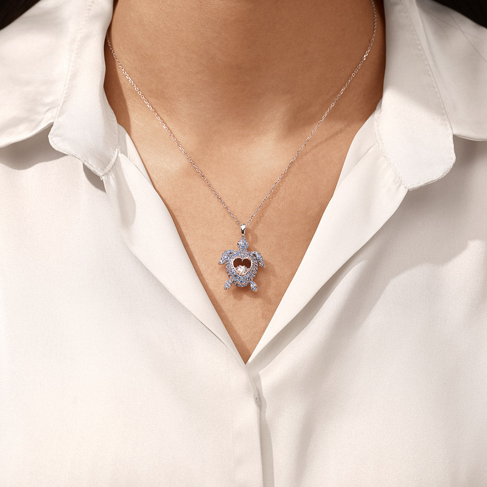 Gnoce Turtle Dancing Heart Pendant Necklace_7