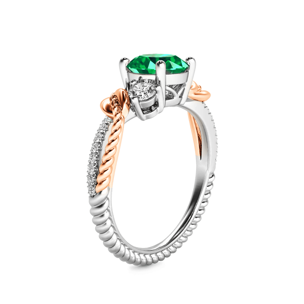 Gnoce Two-tone Three Stone Twisting Birthstone Ring_4