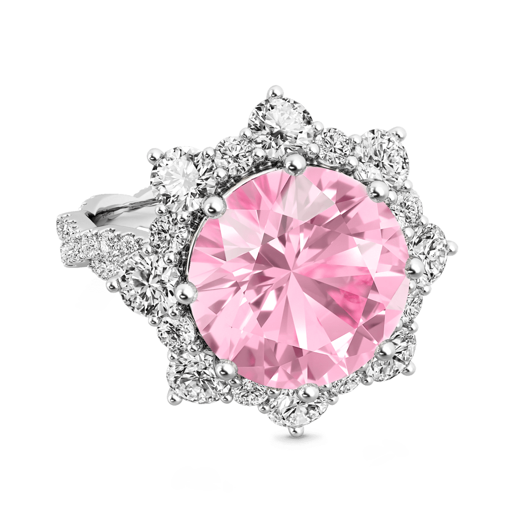 Gnoce Round-cut Cluster Halo Birthstone Ring_2