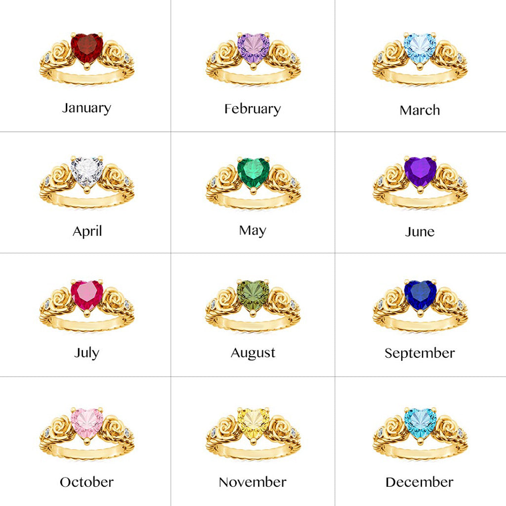 Gnoce Heart Rose Flower Engagement Ring_5