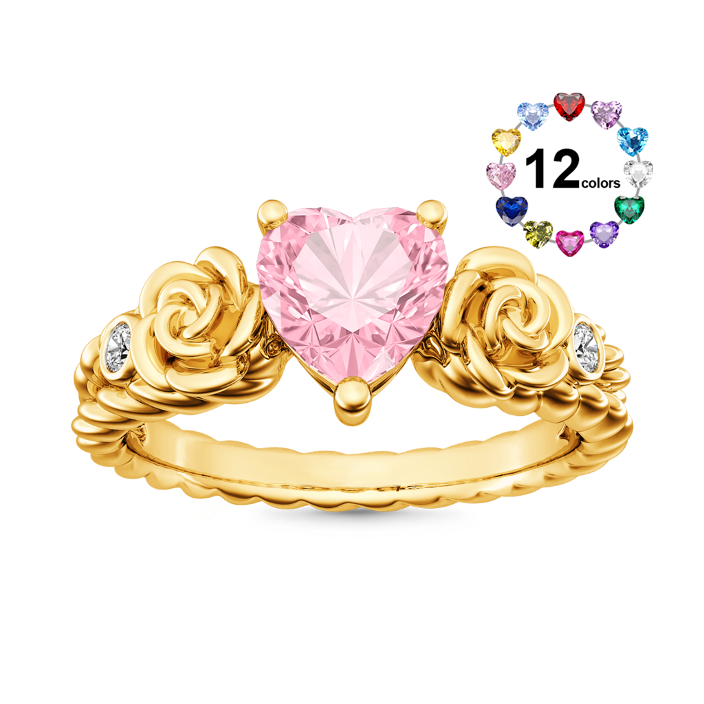 Gnoce Heart Rose Flower Engagement Ring_1