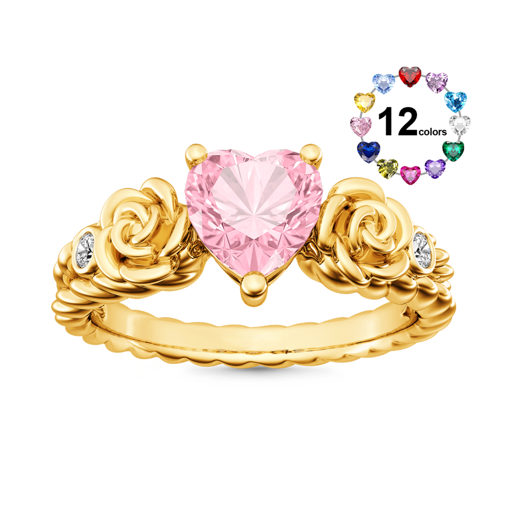 Gnoce Heart Rose Flower Engagement Ring_1
