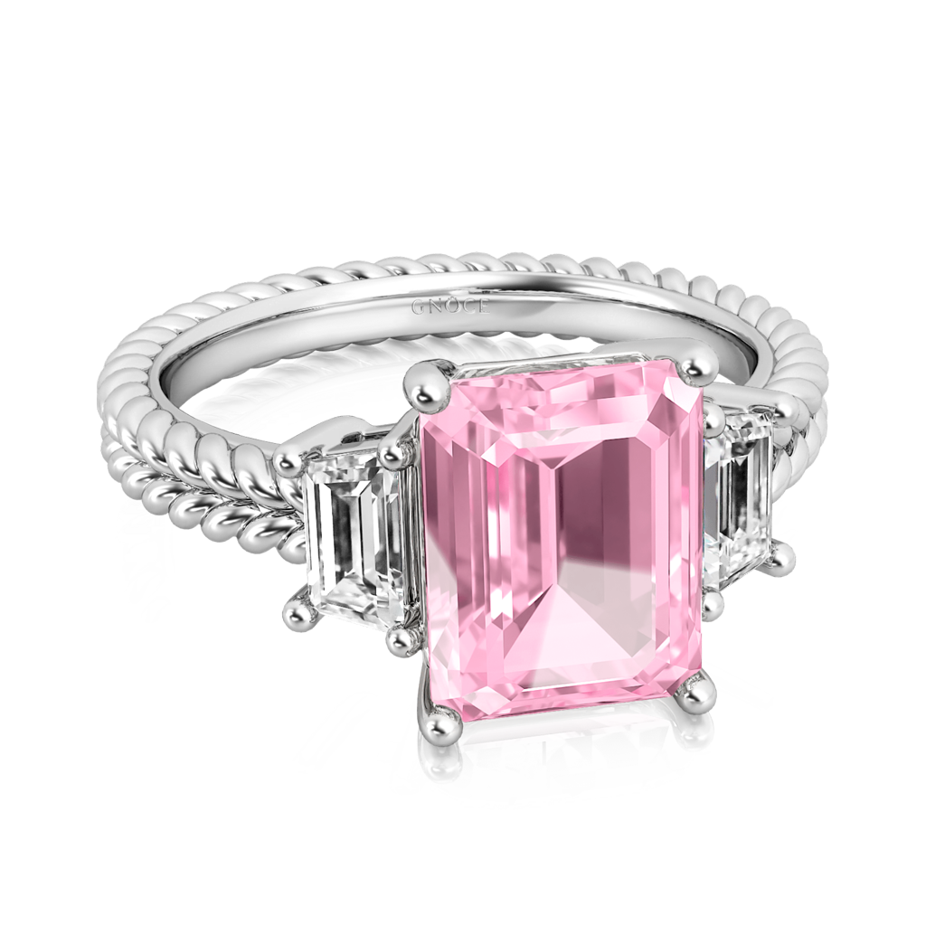 Gnoce Emerald-cut Three Stone Birthstone Engagement Ring_2