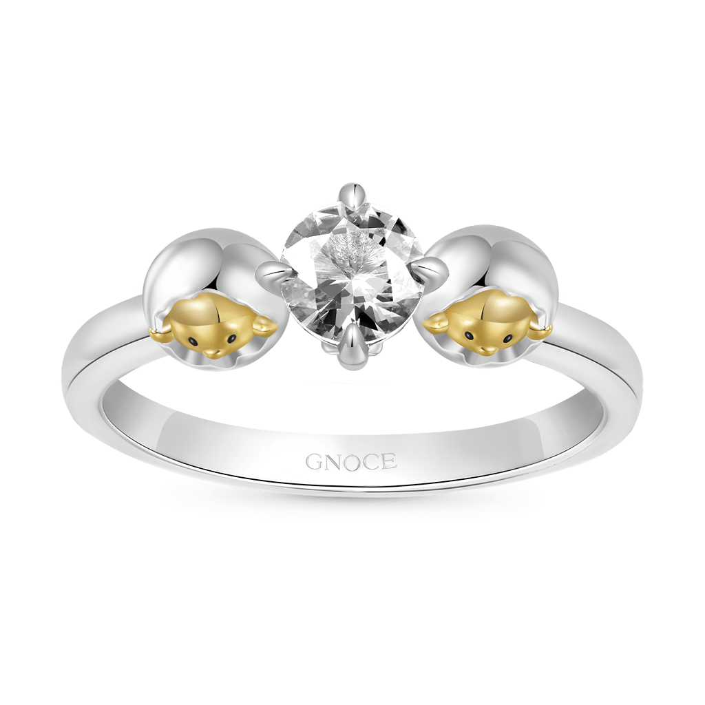 Gnoce Easter Egg Shell Hug White Diamond Ring_2