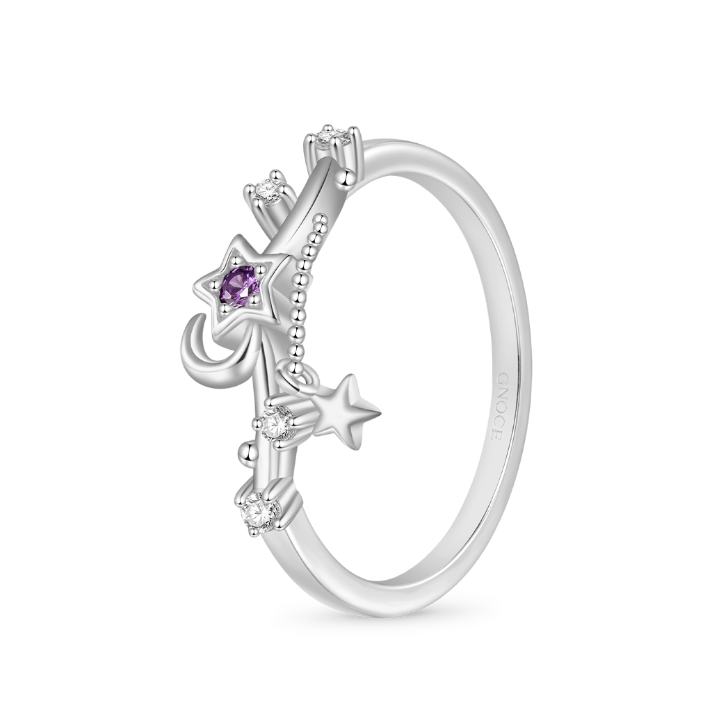 Gnoce Starry Blue Sparkling Moon Wave Ring_2