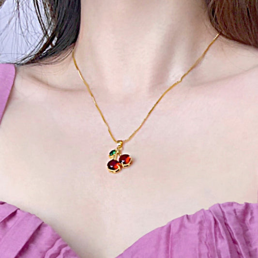 Sweet Cherry Necklace Gold Plated_3