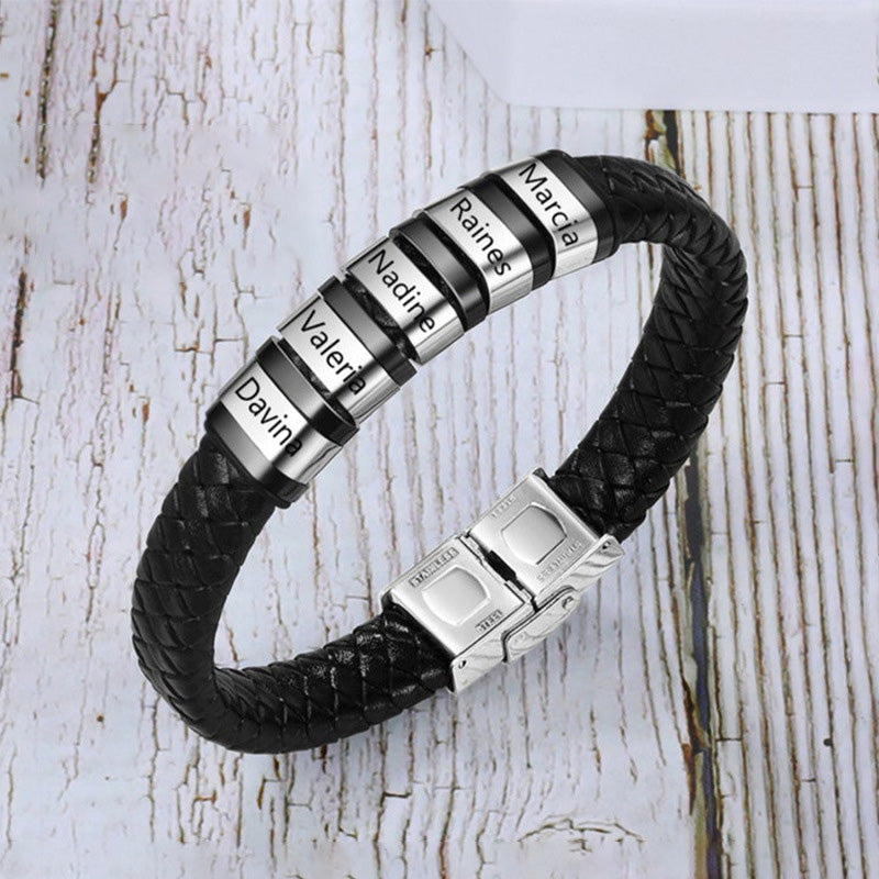 Gnoce Mens Braided Leather Bracelet with Magnetic Clasp_5