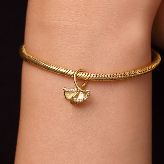 Gnoce 18K Gold-plated Ginkgo Leaf Charm_6
