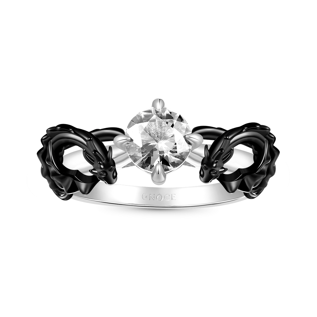 Gnoce Black Dragon Embrace White Diamond Ring_2