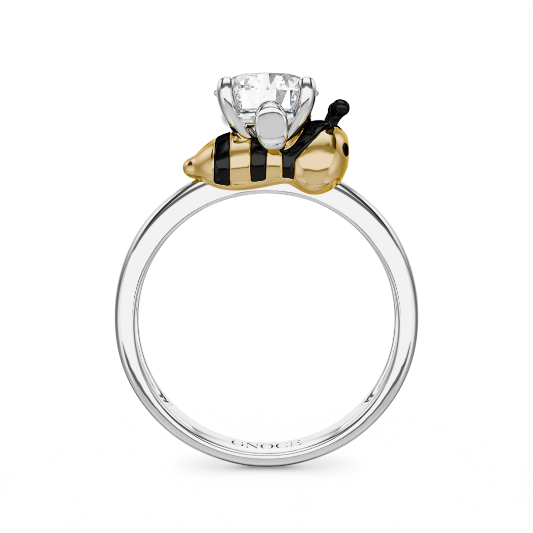 Gnoce Bee Embraces Moissanite Round Cut Ring_5