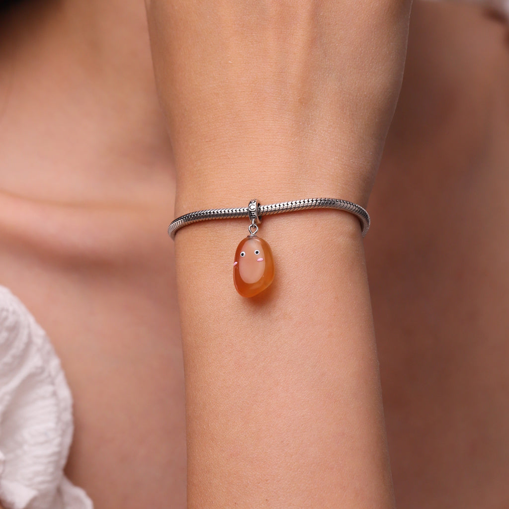 Gnoce Natural Orange Color Rain Flower Stone Pendant Dangle Charm_6