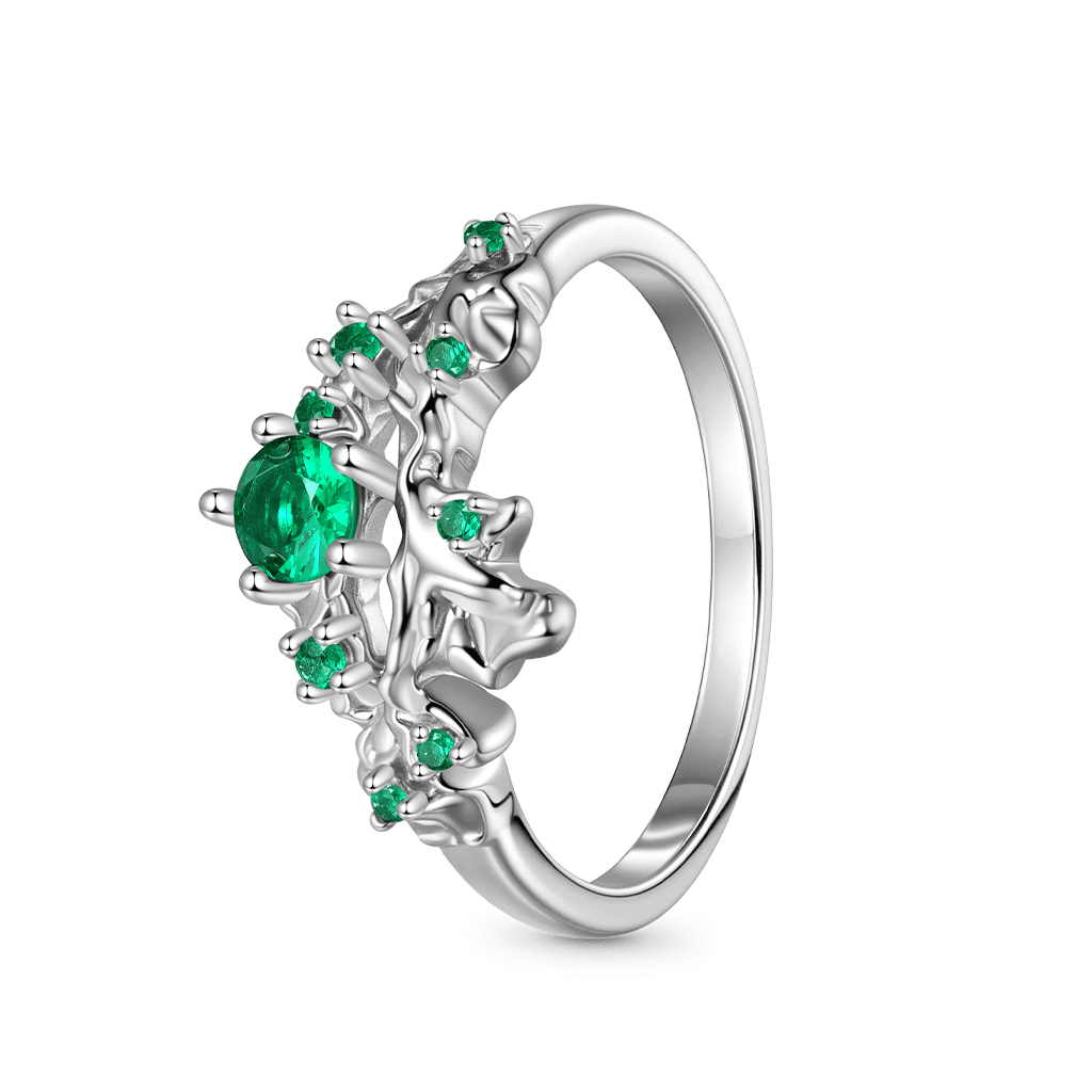 Gnoce Elegant Moss Green Diamond Ring_2