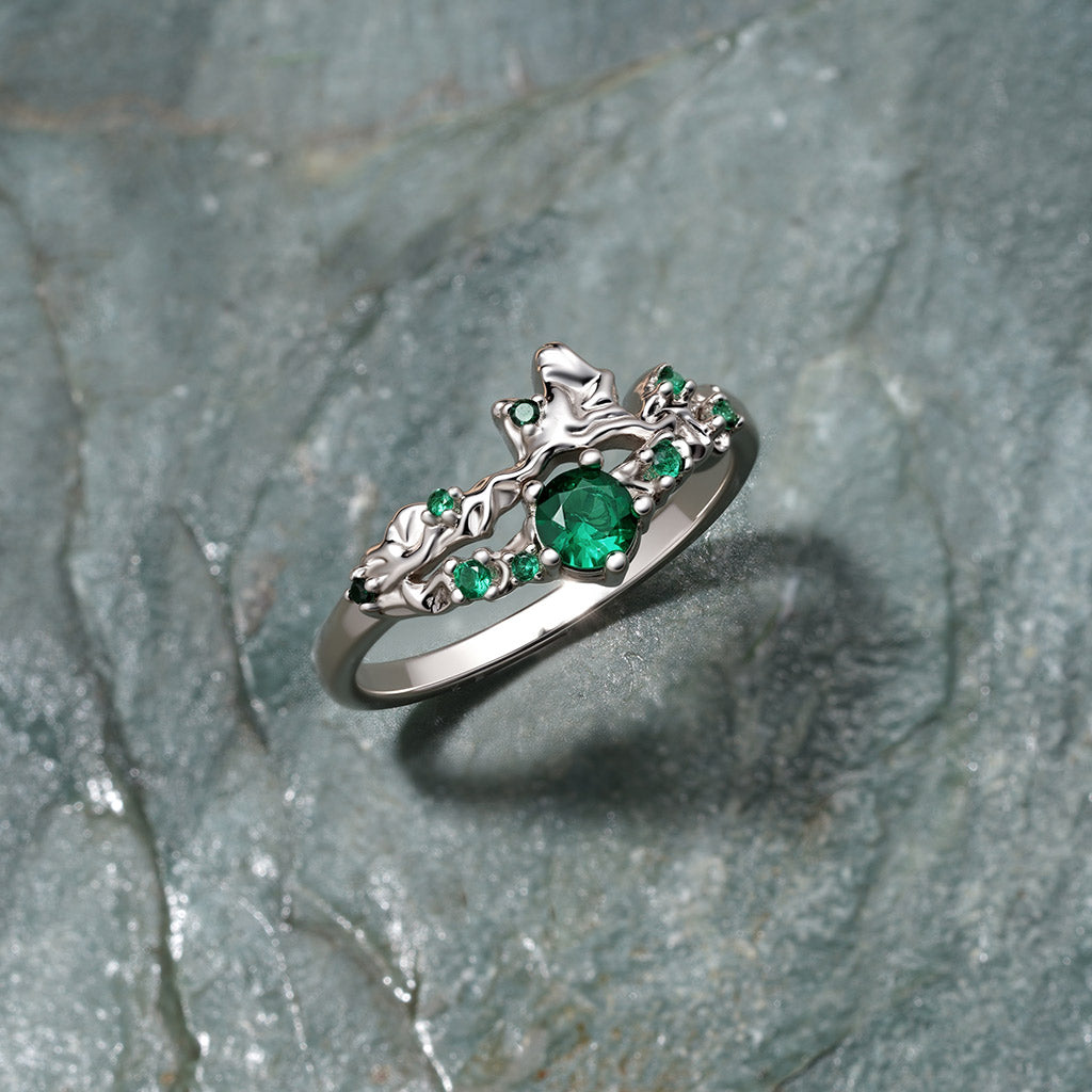 Gnoce Elegant Moss Green Diamond Ring_3