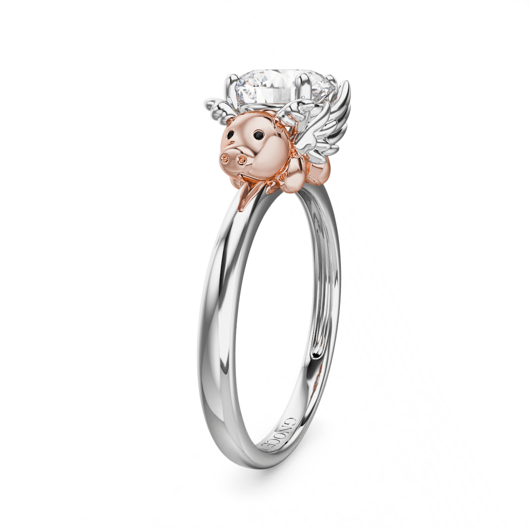 Gnoce Persimmon Dragon Embraces Moissanite Round Cut Ring_4