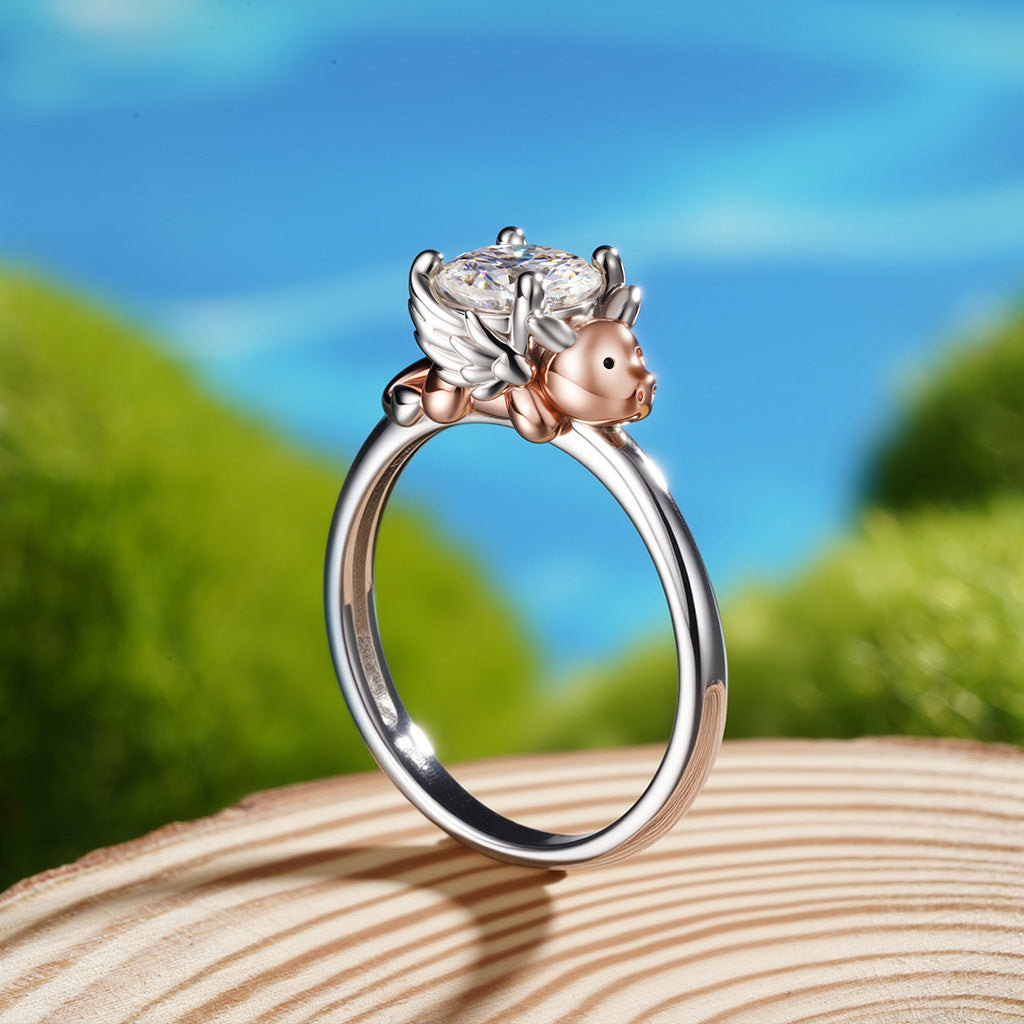 Gnoce Persimmon Dragon Embraces Moissanite Round Cut Ring_7