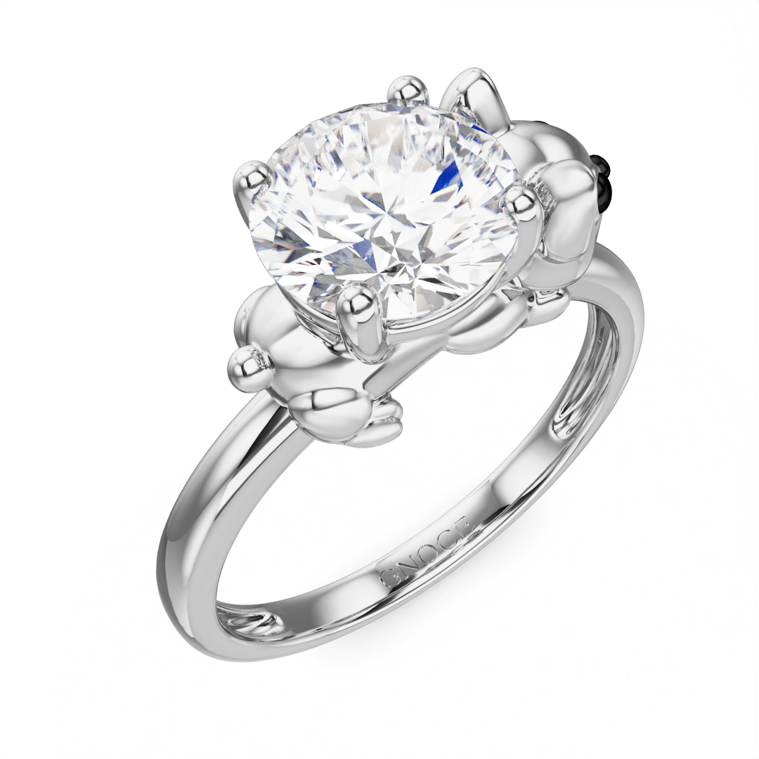 Gnoce Puppy Embraces Moissanite Round Cut Ring_3