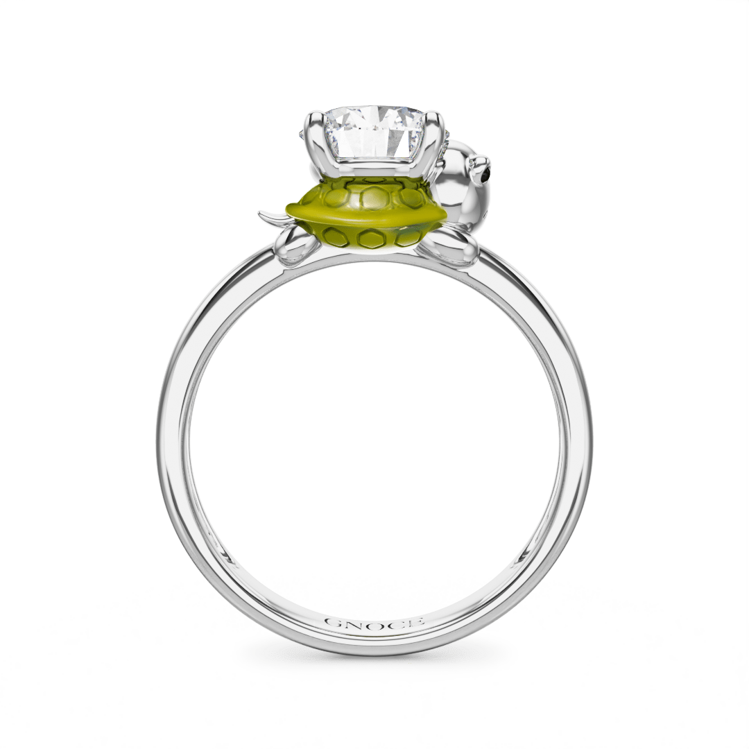 Gnoce Turtle Embraces Moissanite Round Cut Ring_4