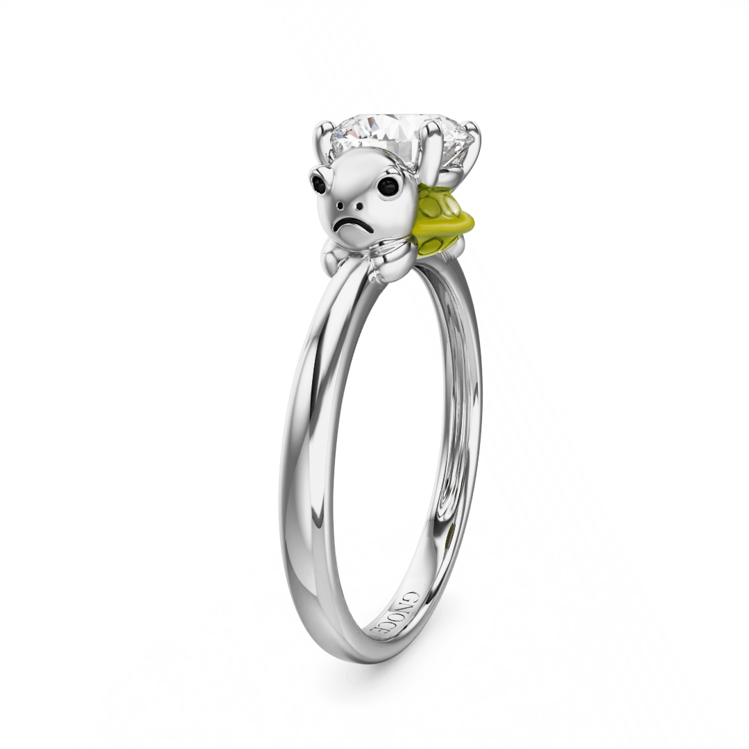Gnoce Turtle Embraces Moissanite Round Cut Ring_5