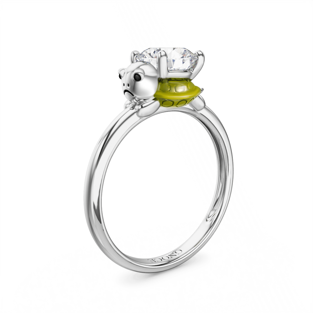 Gnoce Turtle Embraces Moissanite Round Cut Ring_1
