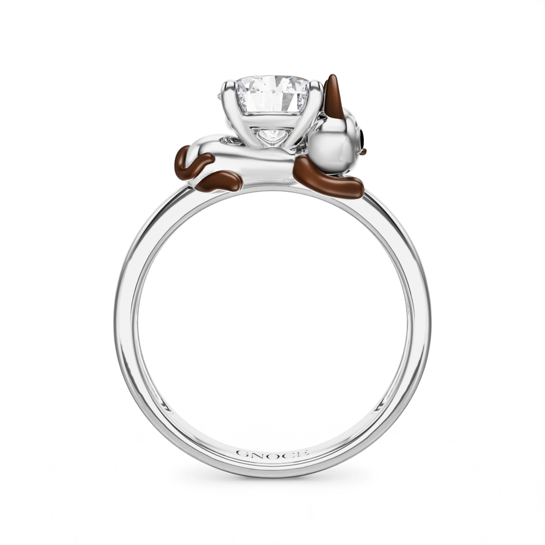 Gnoce Siamese Cat Embraces Moissanite Round Cut Ring_5