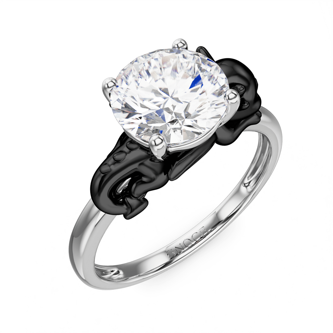 Gnoce Little Black Dragon Embraces Moissanite Round Cut Ring_3