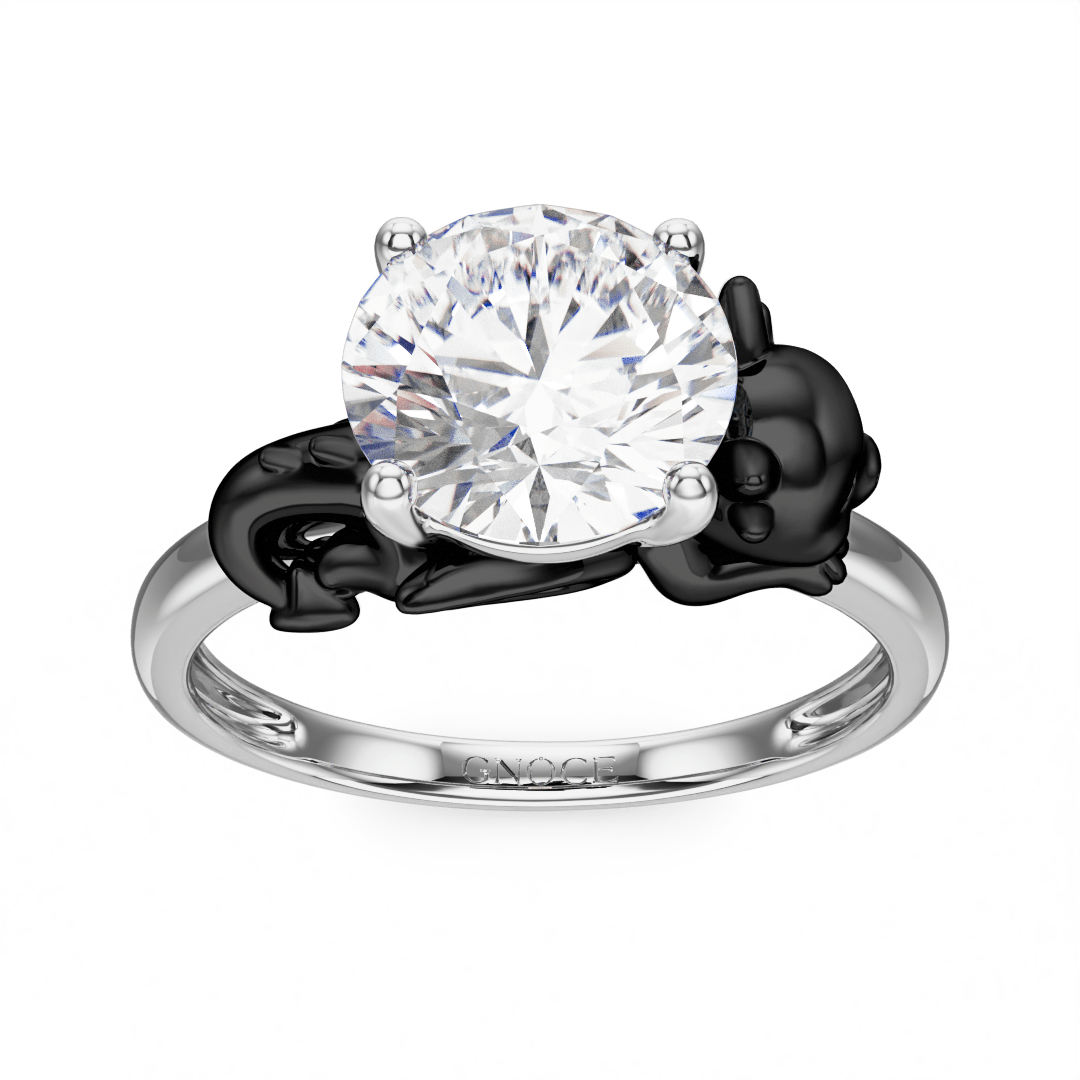 Gnoce Little Black Dragon Embraces Moissanite Round Cut Ring_2