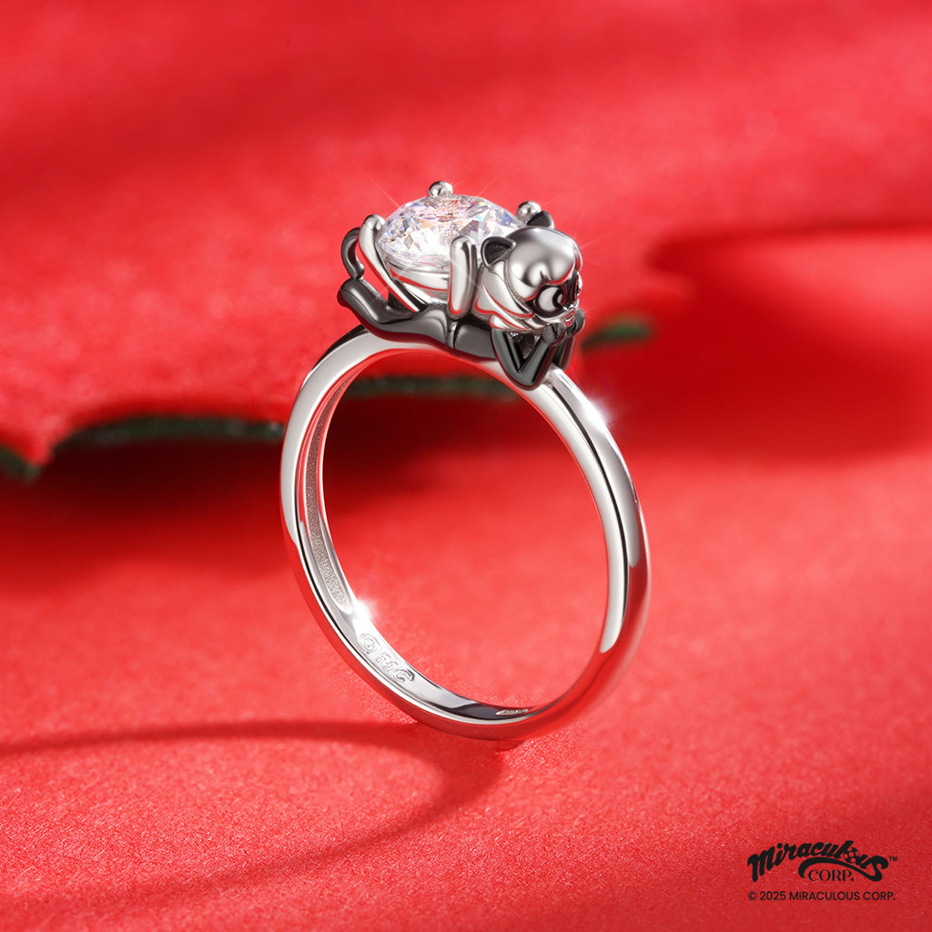 Gnoce Zag Heroez Miraculous - Cat Noir White Moissanite Ring_3