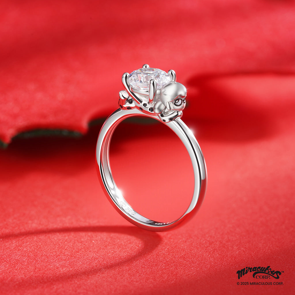 Gnoce Zag Heroez Miraculous - Ladybug White Moissanite Ring_3