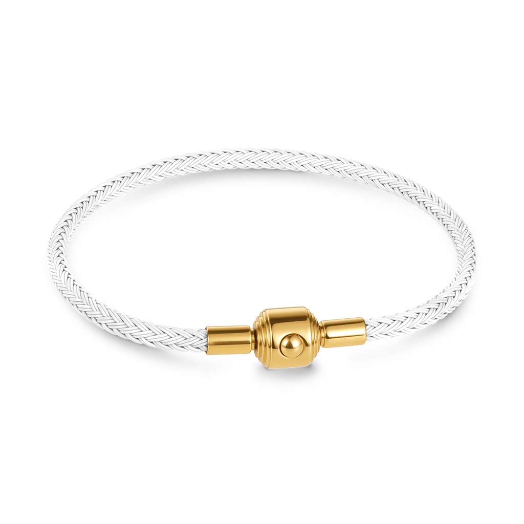 Gnoce White Cylindrical Snap Basic Bracelet with 2 Pieces of Stoppers_1
