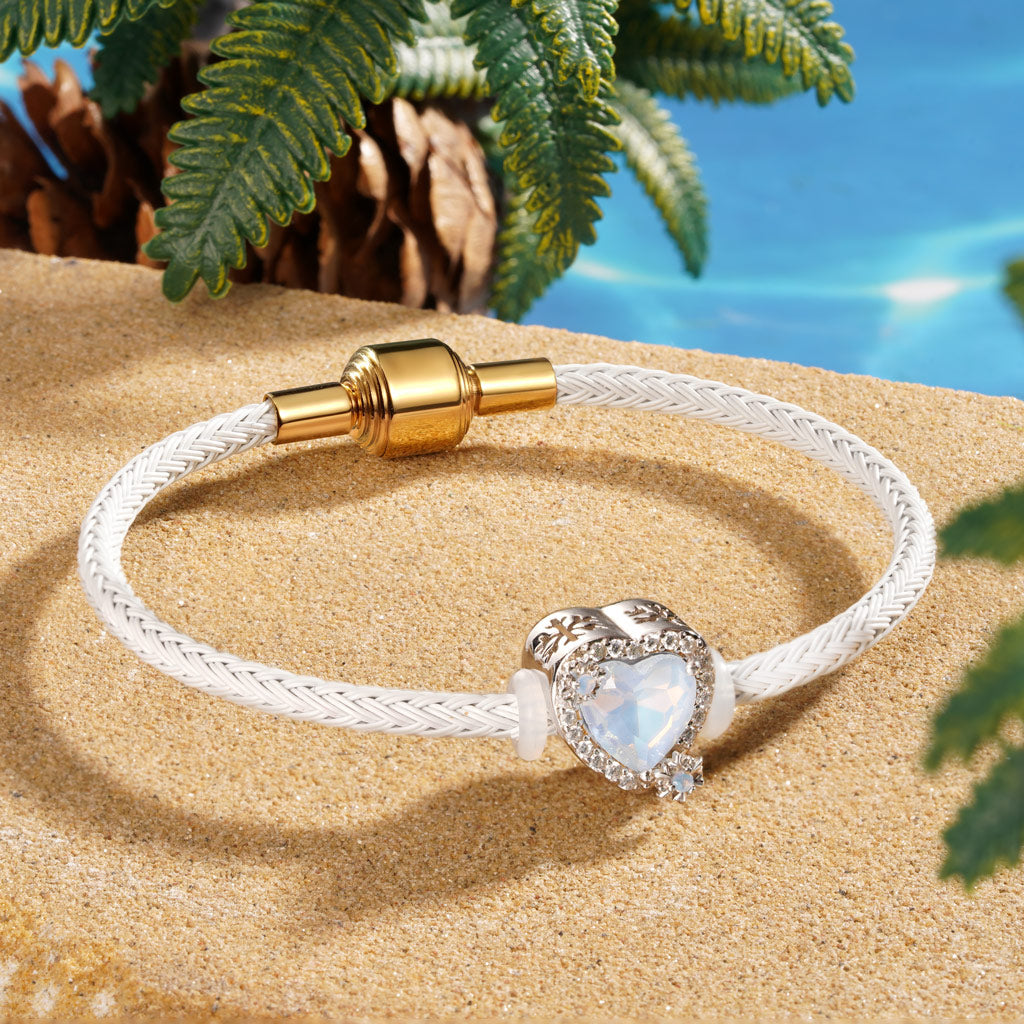 Gnoce White Cylindrical Snap Basic Bracelet with 2 Pieces of Stoppers_3