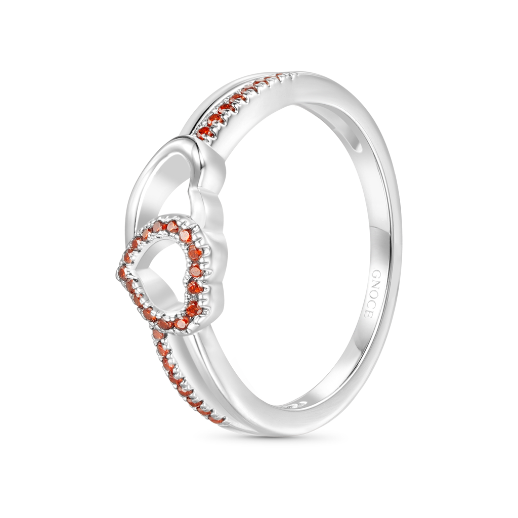Gnoce Two Hearts Connect CZ Birthstone Band Ring_3