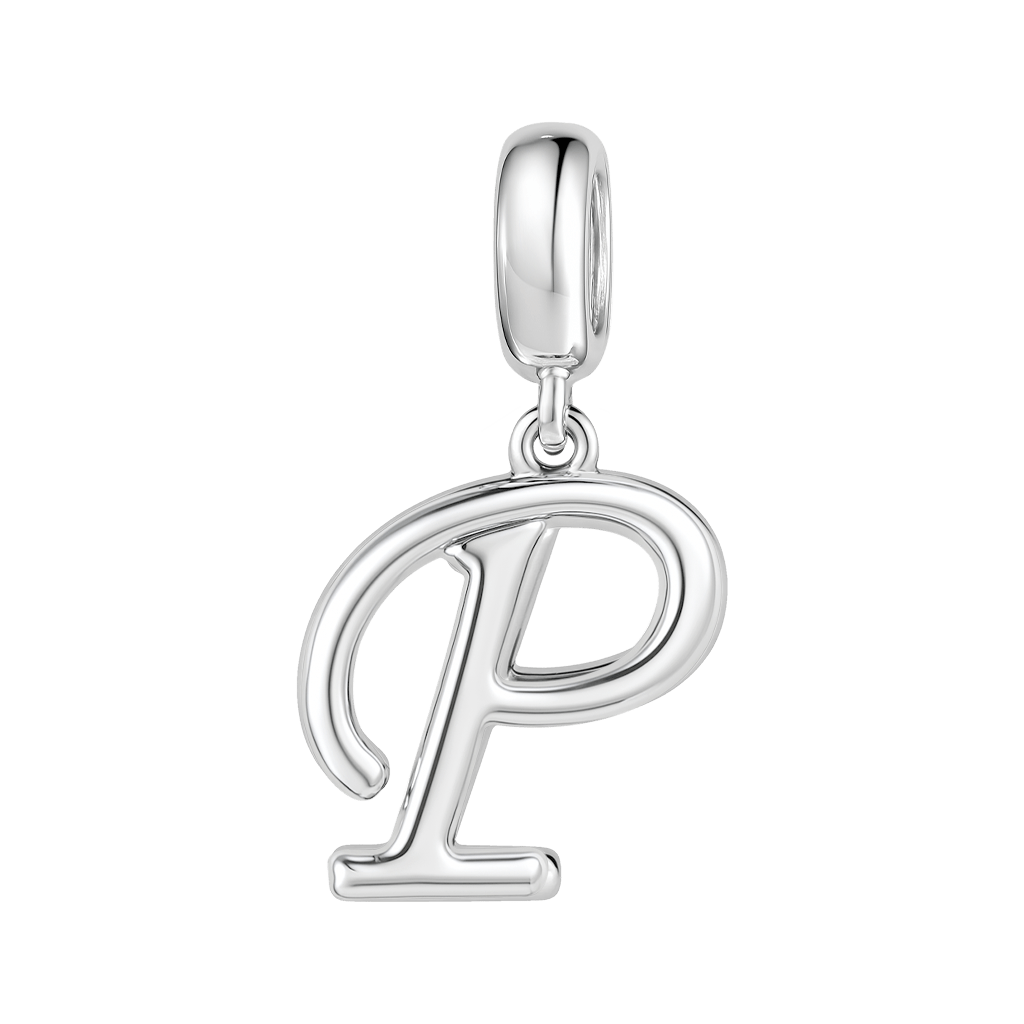 Gnoce "Power of Love"  Letter P 925 Sterling Silver Dangling Charm Great for Bracelet, Choker, Necklace_1