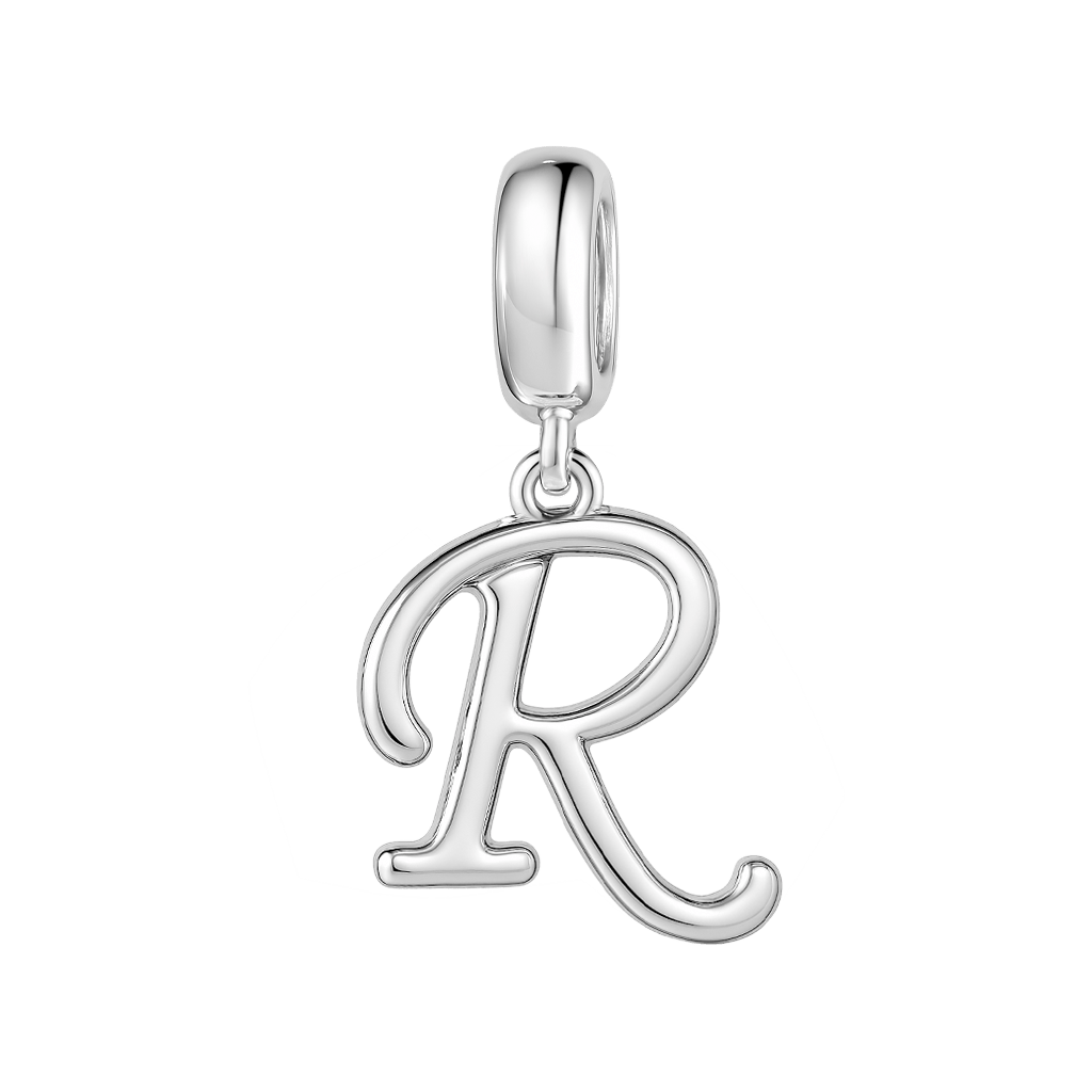 Gnoce "Real Friend"  Letter R 925 Sterling Silver Dangling Charm Great for Bracelet, Choker, Necklace_1