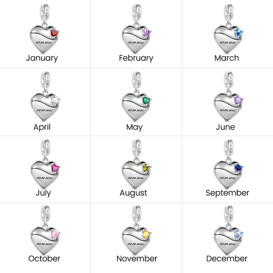 Gnoce Engravable Gender Reveal Birthstone Pendant Dangle Charm_7