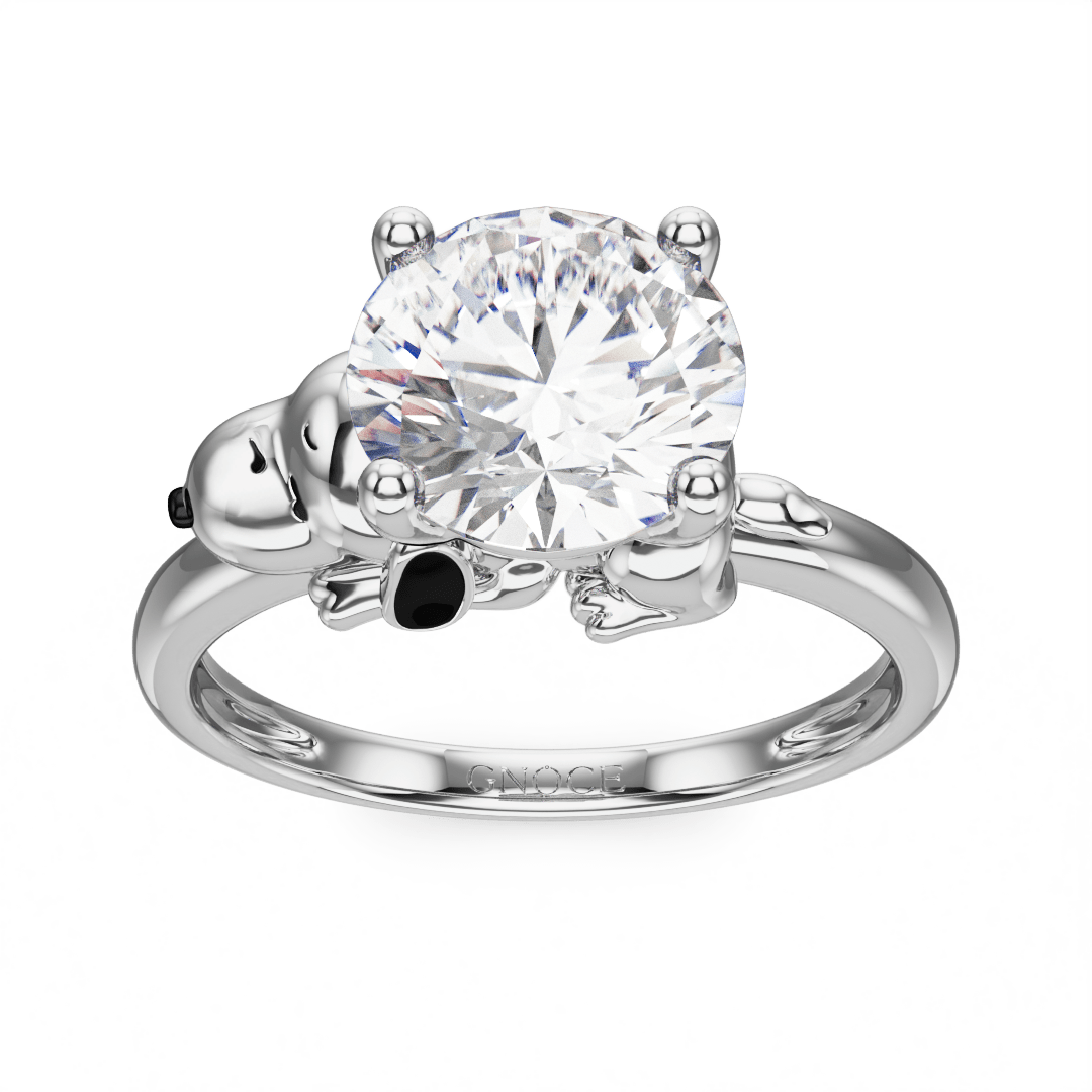 Gnoce Peanuts Snoopy Embraces Moissanite Round Cut Ring_3
